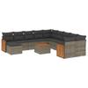 12 Piece Garden Sofa Set with Cushions Grey Poly Rattan