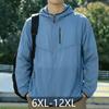 Atmungsaktiver Herren-Kapuzenpullover mit Sonnenschutz in Übergröße, Elastische Stoff-Freizeitjacke (6XL-12XL)