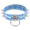 Double Line Rivet Spiked Choker, Cool Punk Hanging Ring Faux Leather Neckband