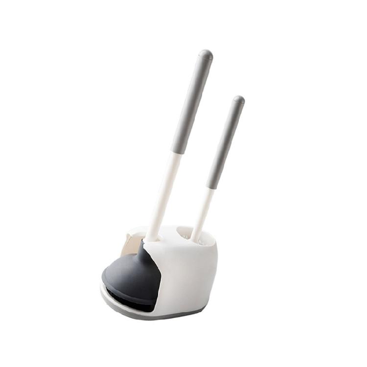 Ergonomic Silicone Toilet Cleaner High Pressure Plunger with Holder For Stubborn Clogs Space Saving Vertical Storage
