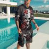 Summer Men's 3D Printed Skull Series Sports Suit Fashion Versatile Trend Casual