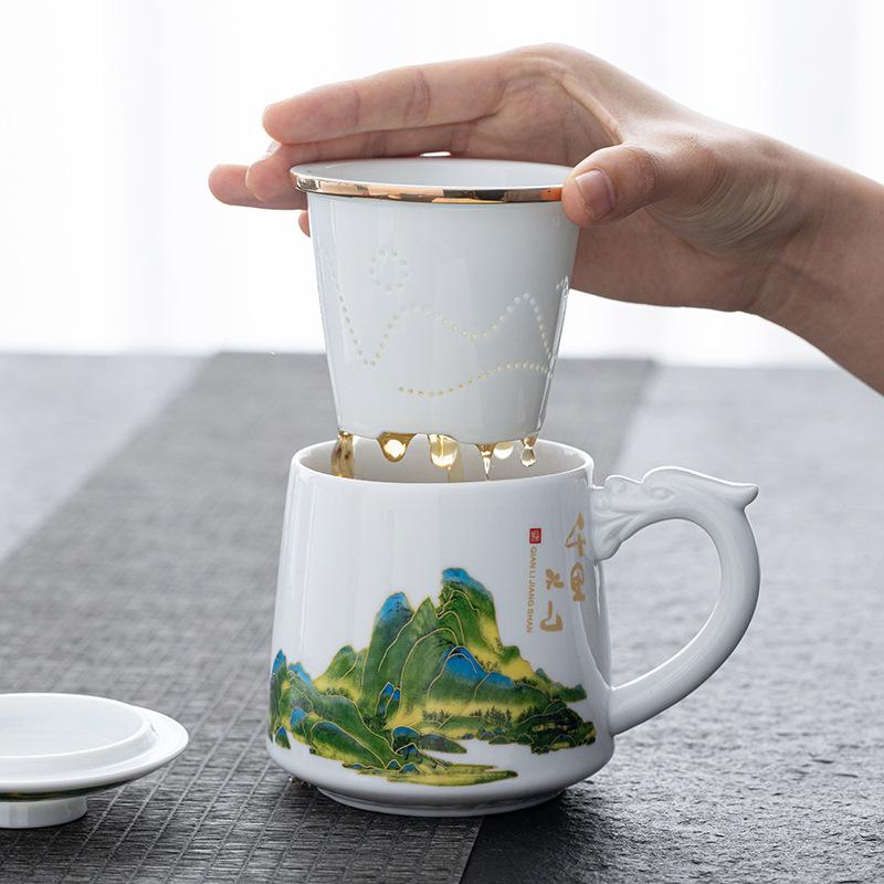 Ceramic water cup mug Mid-Autumn Festival National Day activities Guochao office tea cup