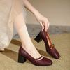 Buty Mary Jane na grubym obcasie Retro kwadratowy nosek Damskie buty Temperament Pojedyncze buty Francuskie eleganckie buty do pracy Płytkie wycięcie Wysokie obcasy