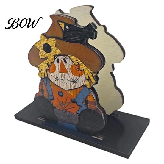 Rustic Pumpkin Maple Leaf Decoration Thanksgiving Solid Wood Napkin Holder, Fall Harvest Gnome Scarecrow Turkey Tissue Rack Dispenser, Waterproof
