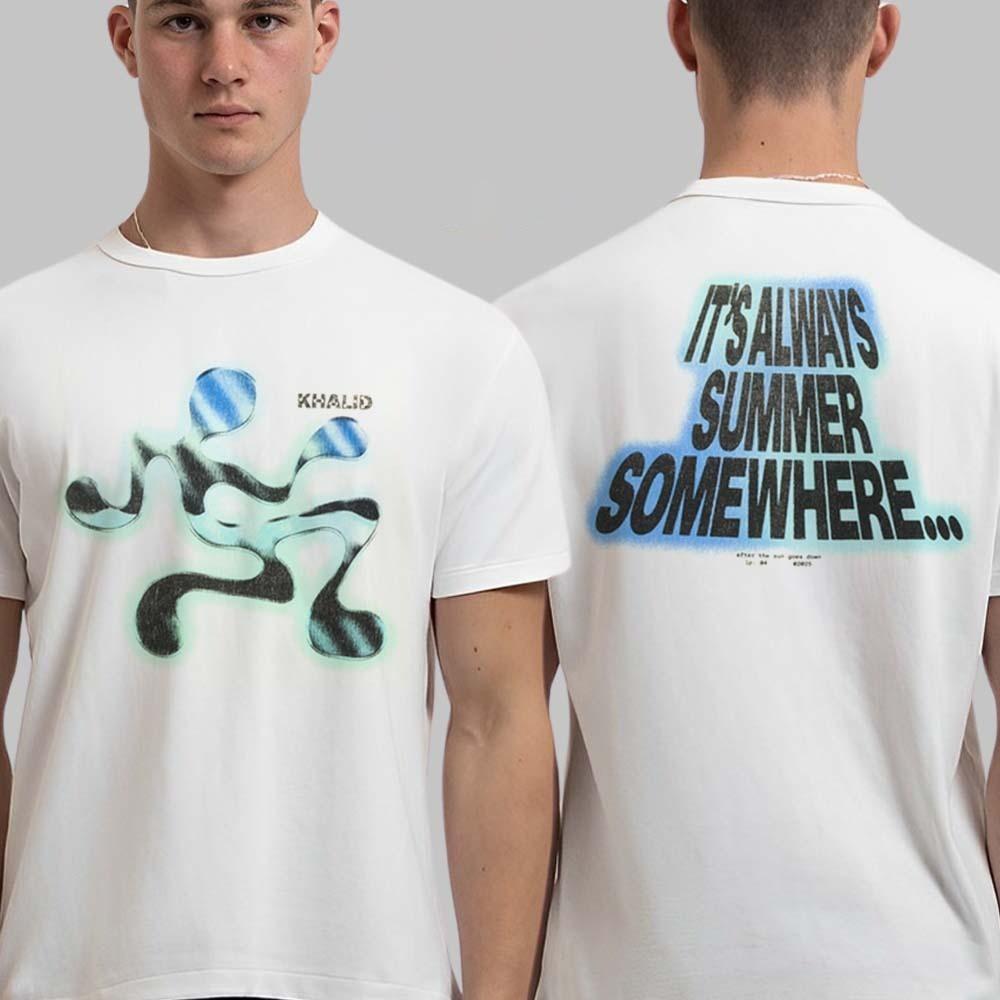 

Khalid After The Sun Goes Down Merch It Is Always Summer Somewhere White T-Shirt L