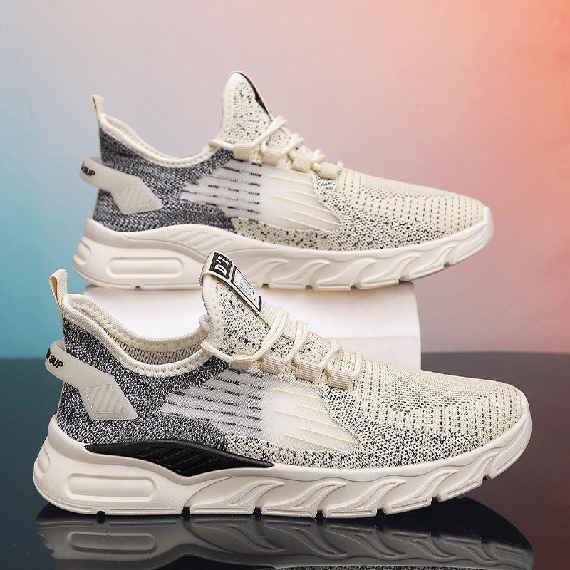 

Men s shoes autumn breathable hollow mesh handsome men teenagers students thin mesh running sports shoes autumn models 44 бежевий