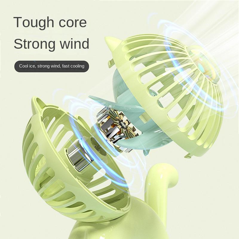 Nowy mały wentylator biurkowy w kształcie kota z kreskówek, ładowany przez USB, cichy i przenośny, regulowany, silny wiatrak