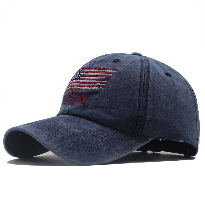 Cap Washed Retro Alphabet Baseball Cap Classic American Flag Cotton Hat