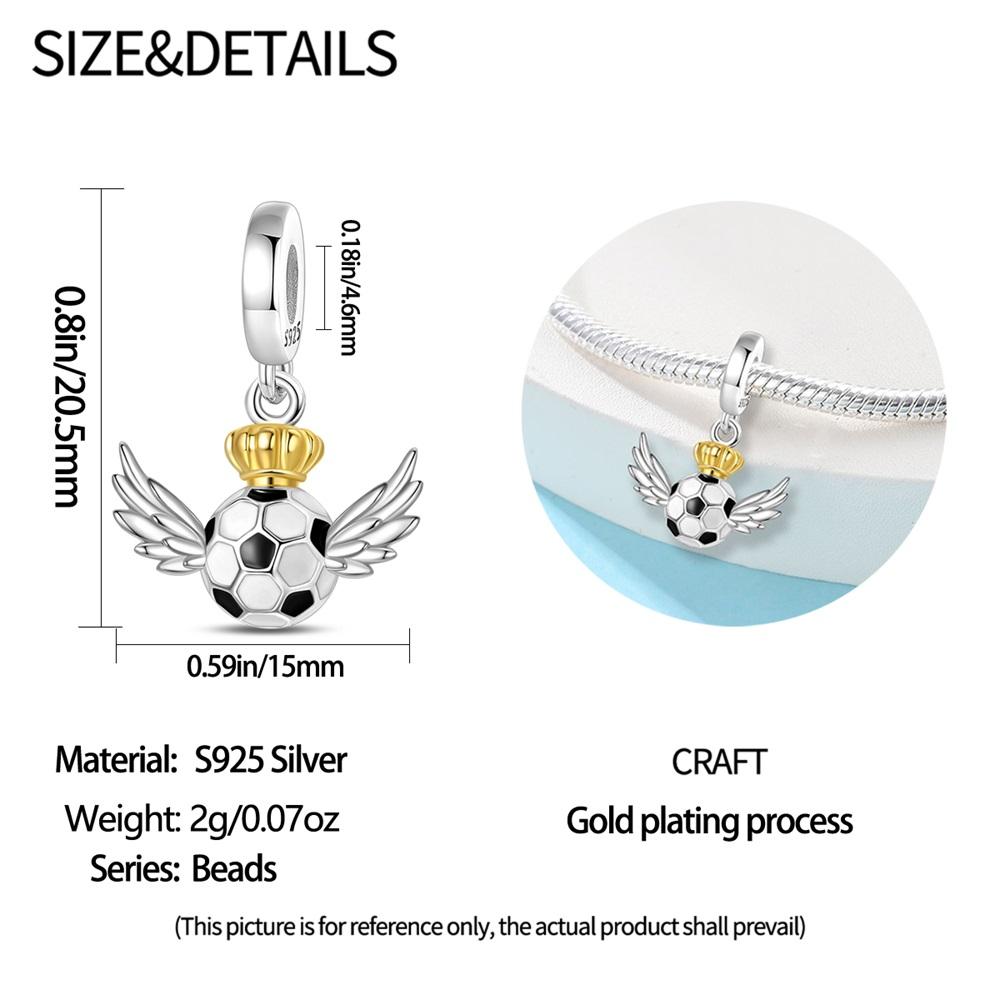 Charm-Perlen Anhänger Echte Kupferbeschichtete Glücklicher Fußball Gedenkanhänger Perlen Anhänger Kompatibel Mit Armbändern Diy Feines Geschenk Schmuck für Frauen