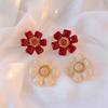 Korean Fashion Geometric Stud Earrings Vintage Zirconia Flower Bridal Earring Party Accessories For Women Ear Jewelry Gifts