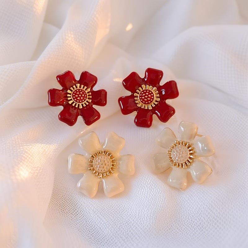 Korean Fashion Geometric Stud Earrings Vintage Zirconia Flower Bridal Earring Party Accessories For Women Ear Jewelry Gifts