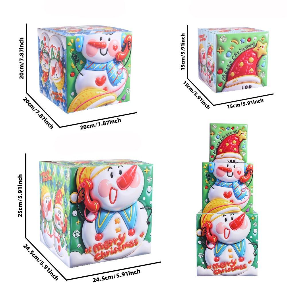 3PCS Multicolor Christmas Gift Box Santa Claus Cookies Snack Boxes Holiday Gift Giving snowman
