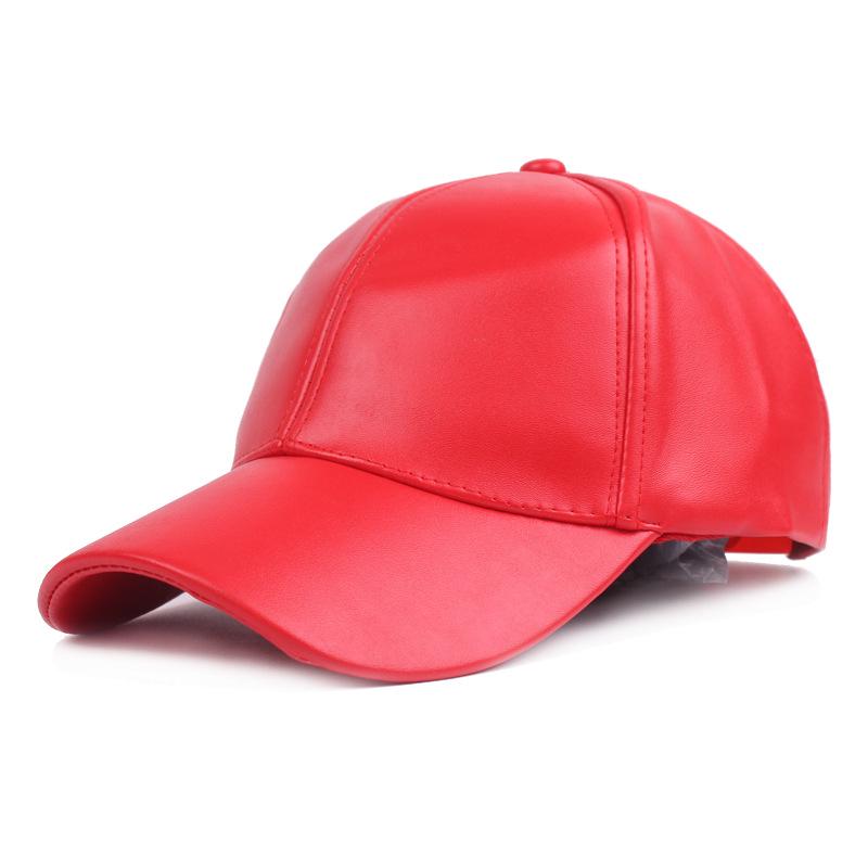 New Women Men Hat PU Leather Baseball Cap Visor Light Board Solid Men Hip Hop Cap Outdoor Sun Hat Adjustable Sports Caps
