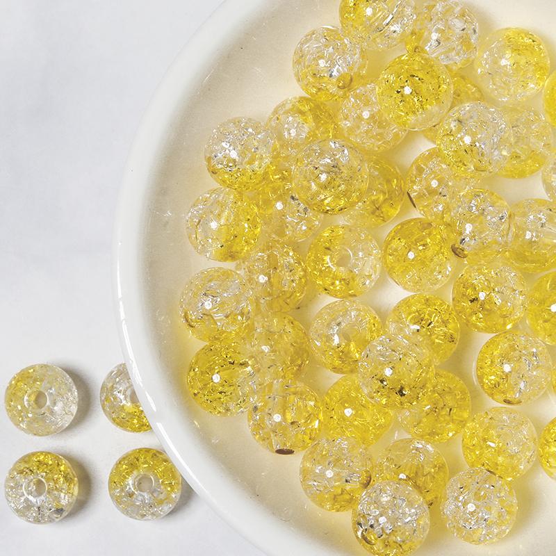 50pcs 8/10/12mm Cracked Crystal Acrylic Beads Colorful Round Loose Spacer Bead For Jewelry Making DIY Bracelet Necklace Findings