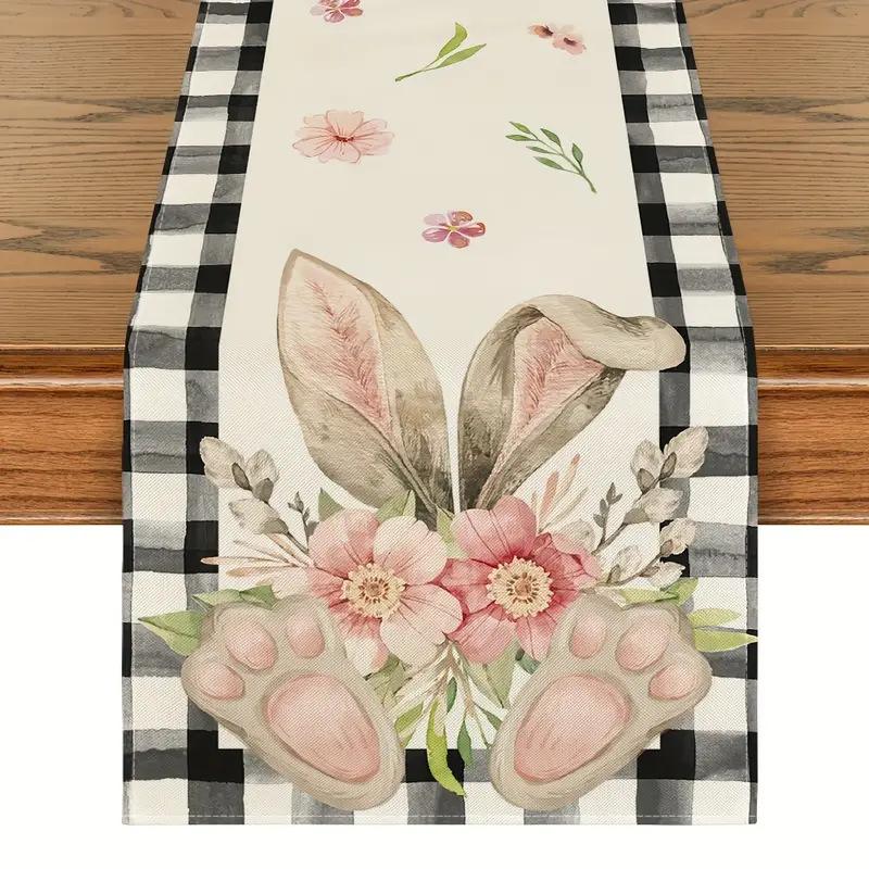 Easter Tablecloth Rectangular Shape Printed Tablecloth Linen Tablecloth Linen Easter Table Runner For Easter Celebration Party