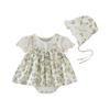 Super Cute Summer Princess Romper: Thin Style, Printed, Short Sleeve, Snap Crotch