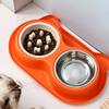 Yousheng Double Bowls Pet Feeder, Slow Feeder Bowl And Stainless Steel Bowl, Spill-Proof Anti-Slip Water And Food Bowl Set for Indoor Cats Dogs