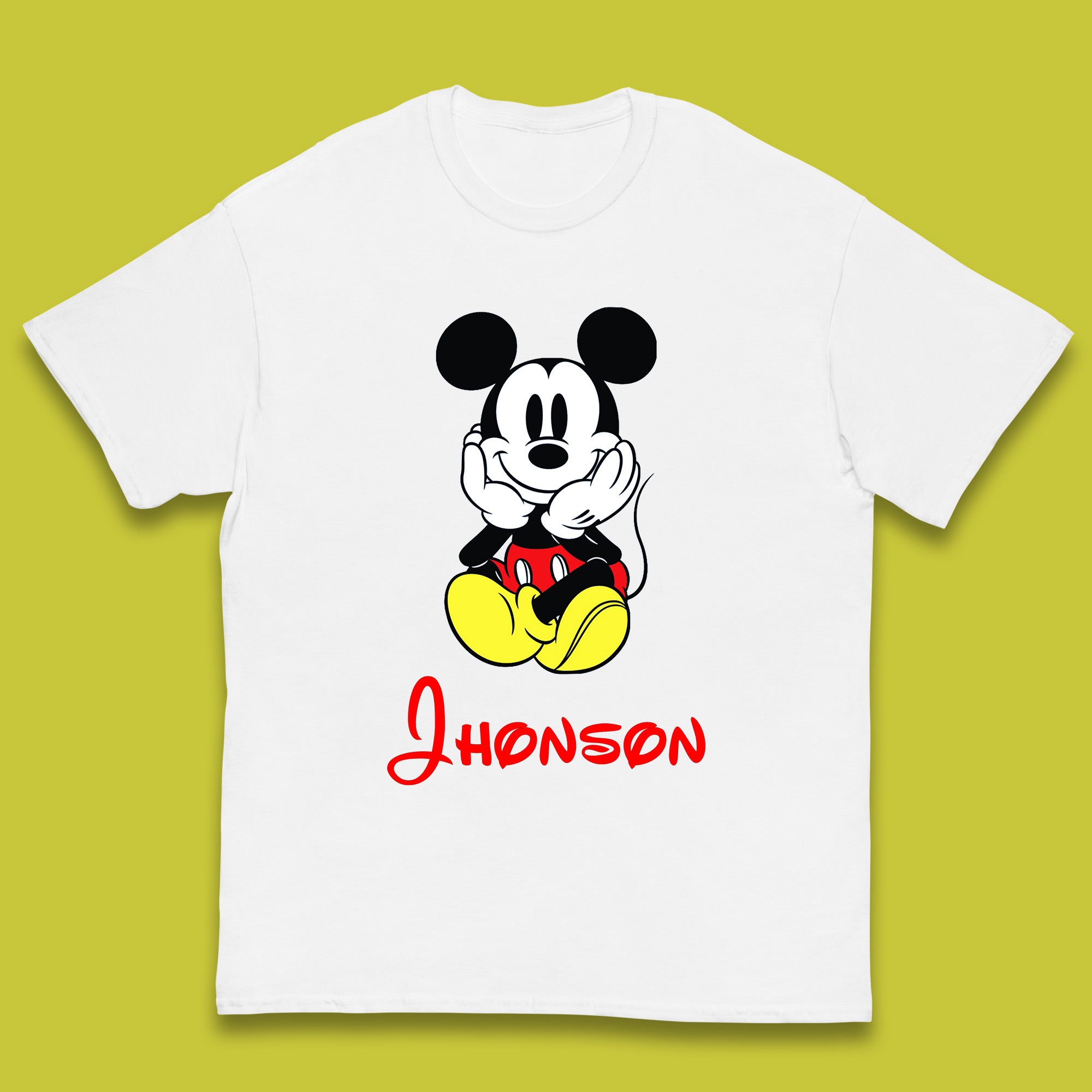 Personalised Sitting Disney Mickey Mouse Minnie Mouse Your Name Cute Cartoon Character Disney World Kids T Shirt 110