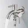 Stainless Steel Double-outlet Garden Faucet Rust-proof Garden Water Tap  Irrigation