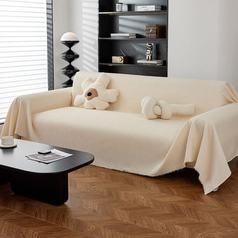 Sofa Cover Waterproof Slipcover Four Seasons Universal Solid Color Waffle Sofa Cover Blanket