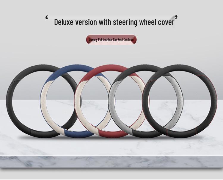 Breathable Perforated Leather Car Seat Cushion - Universal Full Coverage for All Seasons