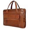 Genuine Leather Laptop Briefcase Bag for Men, Durable Vintage Office Travel Carry Business Messenger Shoulder Bag, Multi Pocket Zipper Work Handbag