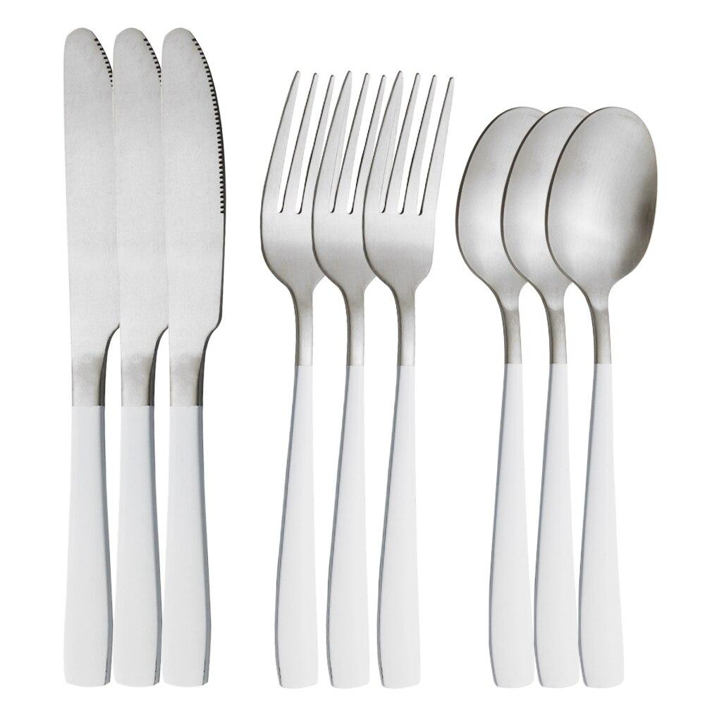 9ks/3set Zlaté nádobí Sada příborů z nerezové oceli Nože Vidlička Lžíce Stříbrné nádobí Sada kuchyňského nádobí