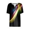 Damen T-Shirt mit Aufdruck und Knopfleiste, kurzärmelig, Tunika, für den Alltag, Wochenende, modisch, Basic, V-Ausschnitt, normales Oberteil