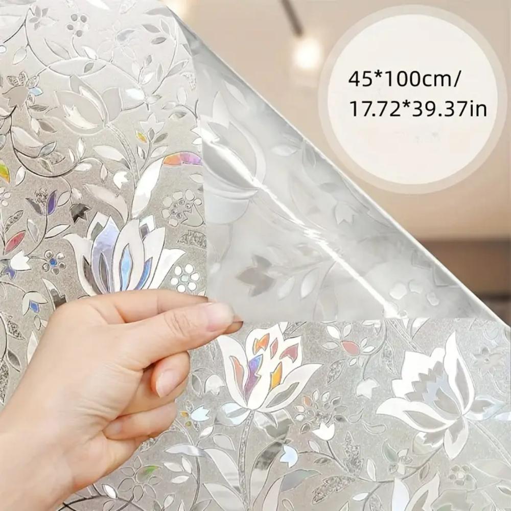 Elegant Tulip Design Anti-Privacy Window Film Self-Adhesive Transparent Opaque Glass Privacy Protection Sticker