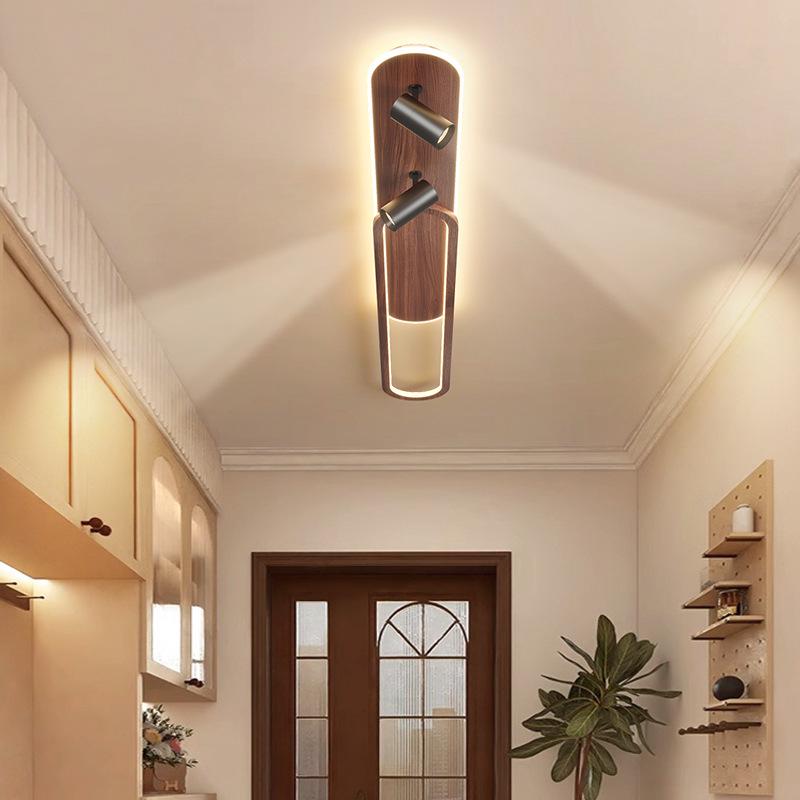 Minimalist Chinese Style Wood Grain Ceiling Spotlight for Hallway, Living Room, Entrance, or Cloakroom