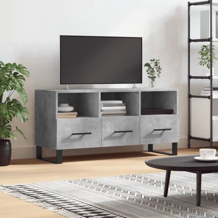 VidaXL Meuble TV gris béton 102x36x50 cm bois d'ingénierie 829064