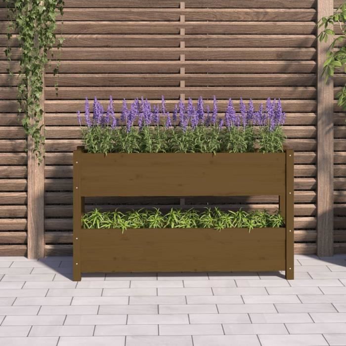 VidaXL Jardinière Marron miel 112x25x66 cm Bois massif de pin 823930