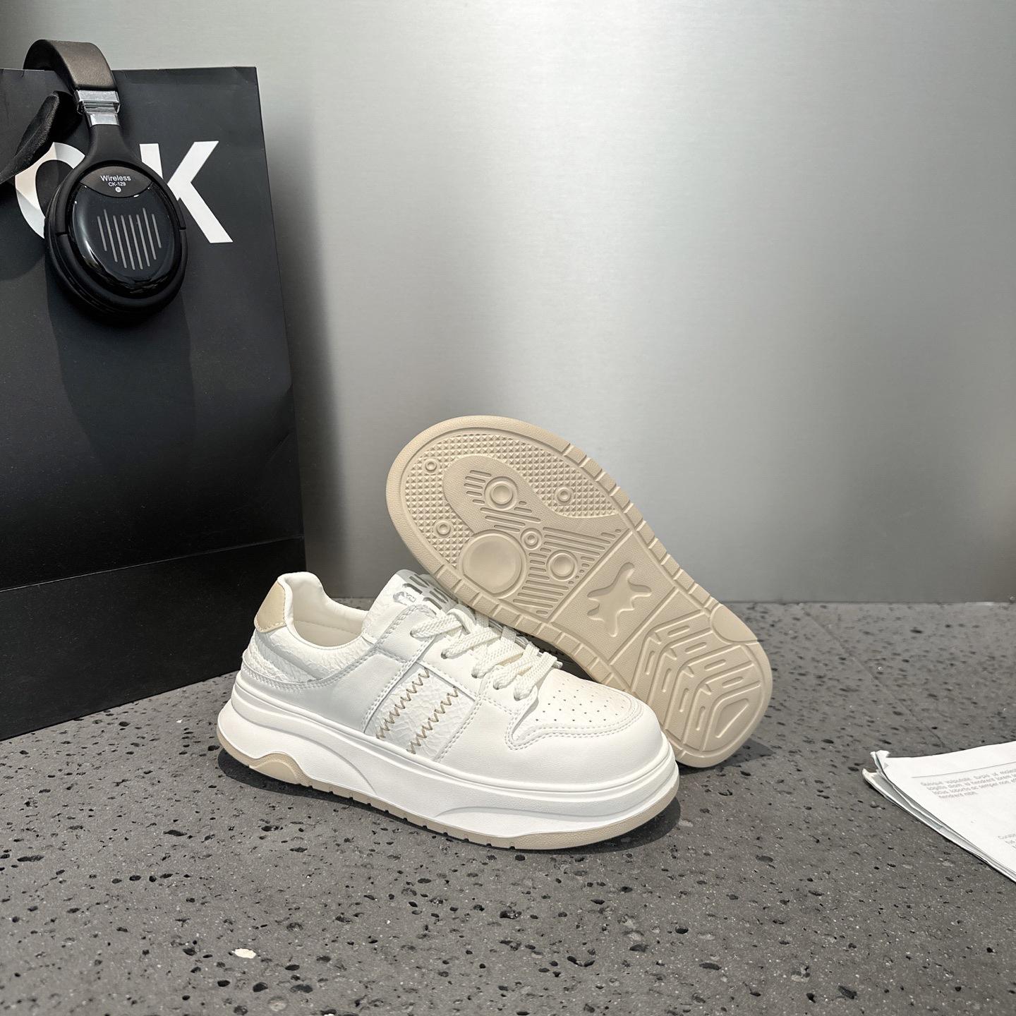 

Leather little white shoes women s shoes autumn new versatile thick baseplate shoes lightweight sports and leisure shoes 35 абрикосовый