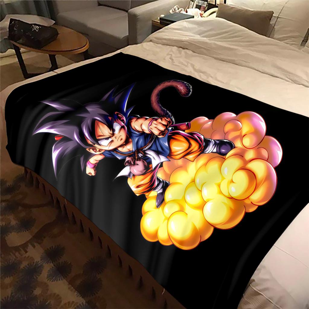 1PC Son Goku  Print Flannel Blanket, High quality All Seasons, Home Decor, Warmth and Comfort, Perfect for Christmas Gifts