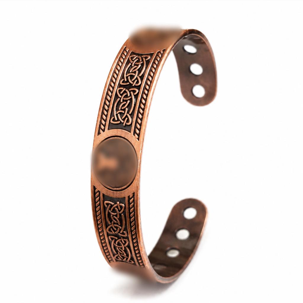 Retro-Stil Blumen-Magnet-Armband & Ring-Set in Rotkupfer für Paare