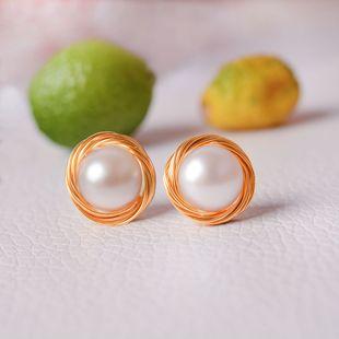 French light luxury natural freshwater pearl stud earrings ins premium sense 11k gold injection retro Internet celebrity amethyst earrings