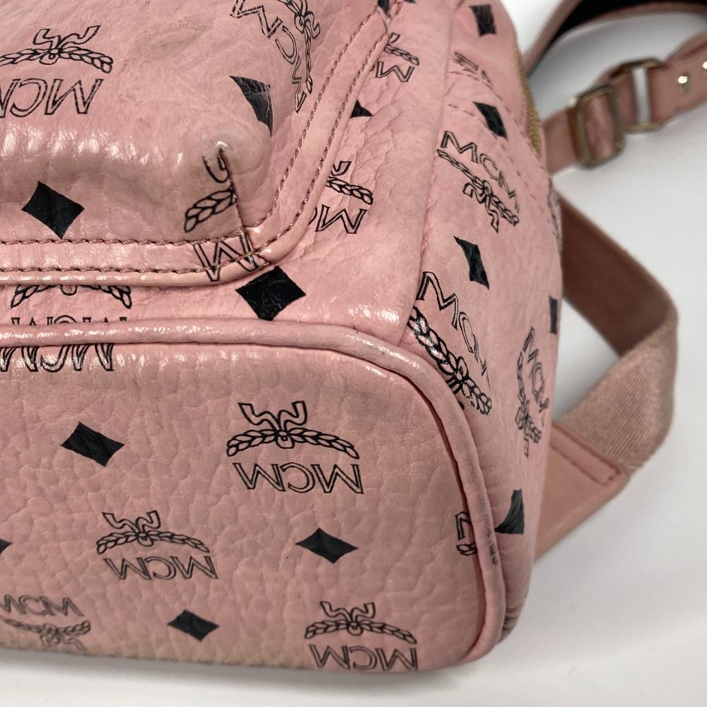 MCM Visetos Logo Backpack Bag Backpack Leather pink