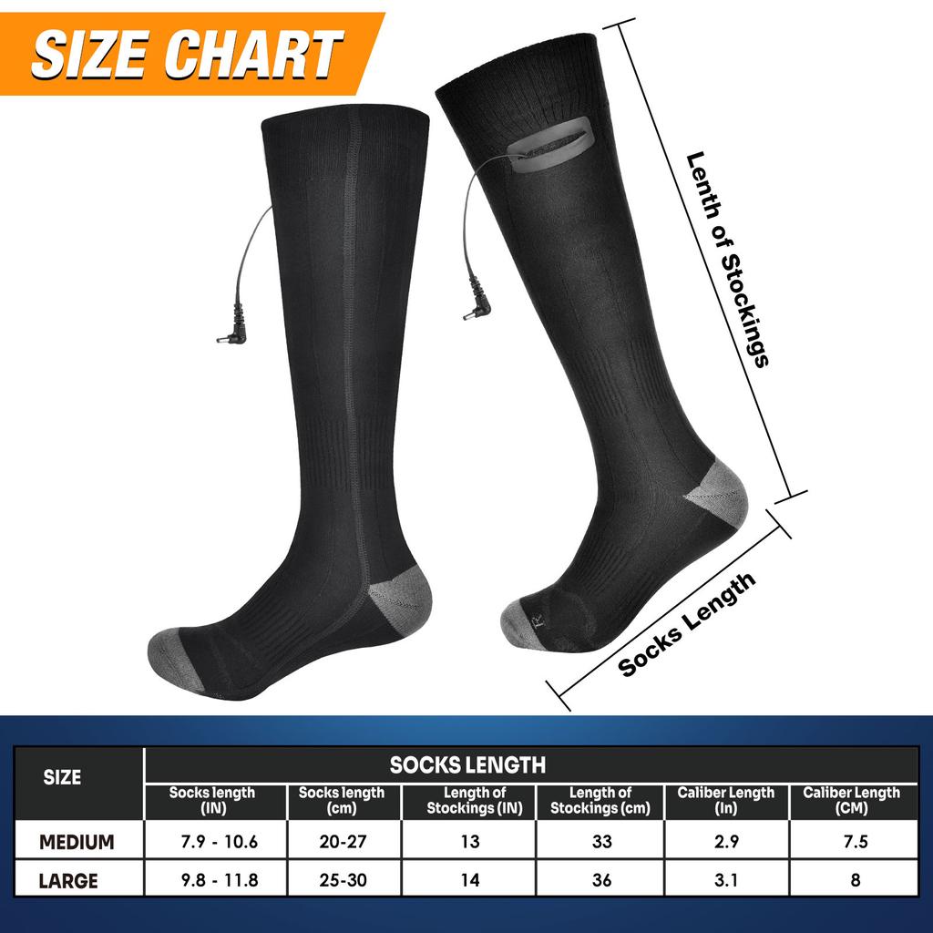 Electric socks rechargeable heating socks adjustable temperature thermal long tube electric socks