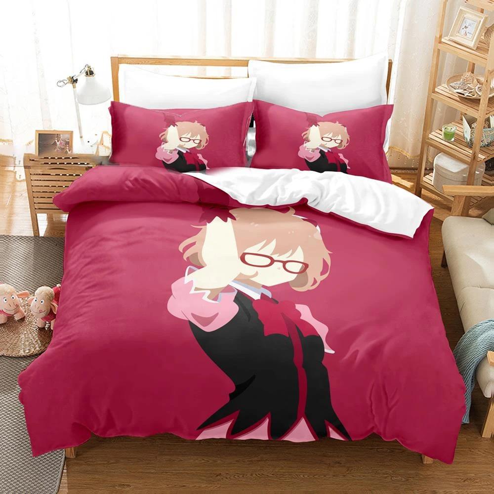 Anime Beyond the Boundary Mirai Kuriyama Bedding Set Boys Girls Twin Queen Size Duvet Cover Bed Kids Adult Home Textileextile