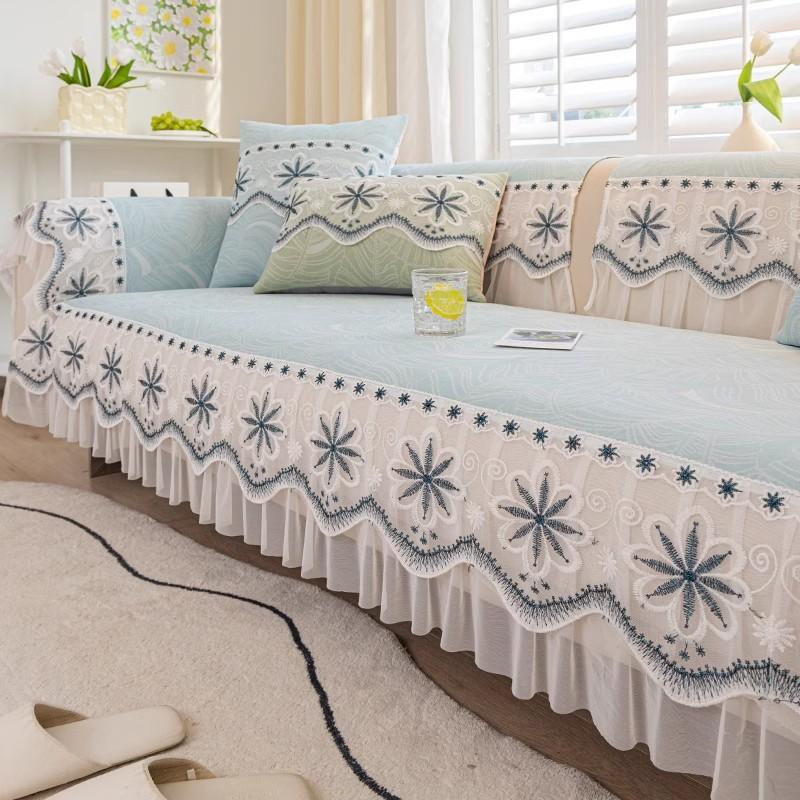 Ice Silk Sofa Cushion Non-Slip High-End Sense Summer Mat Seat Cushion Summer Lace Lace Sofa Cover Cover Cloth Towel