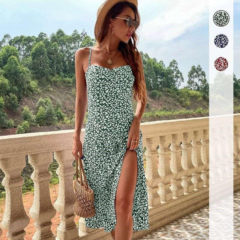 Summer New Floral Slip Ress Slimfit Slit Ress Womens Cloth