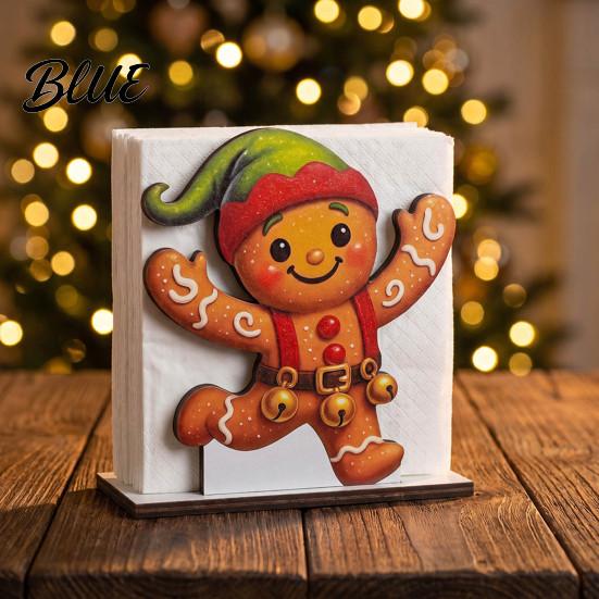 Gingerbread Man Table Ornament Wooden Christmas Napkin Holder, And Deer Design, Xmas Gift for Home Decorative Vertical Paper Towel Storage Kitchen