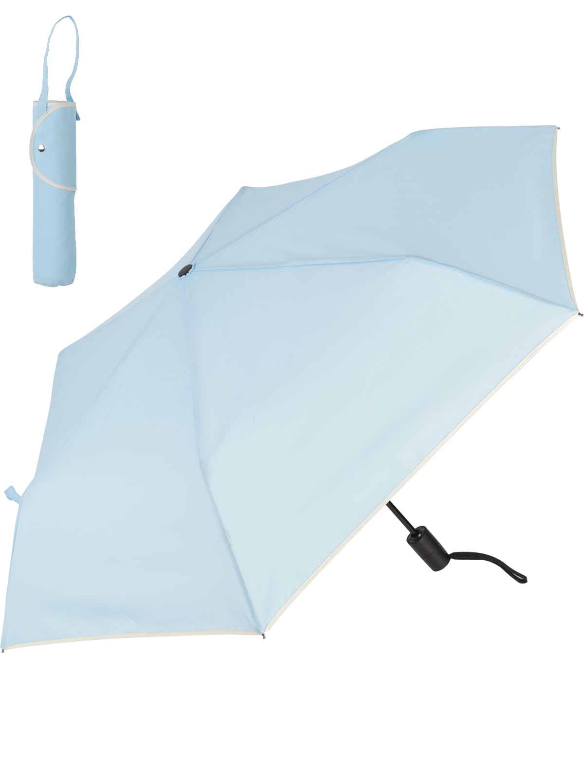 

KIZAWA Folding Automatic Level 5 Water for Women and Men Umbrella, Lightweight, One-Touch Open/Close, Repellent, Compact, Durable, Large, (Sky Blue)