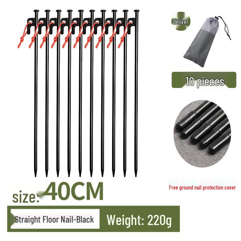 Steel Tent & Tarp Pegs: Thickened, Windproof, Long Camping Peg Set for Outdoor Use