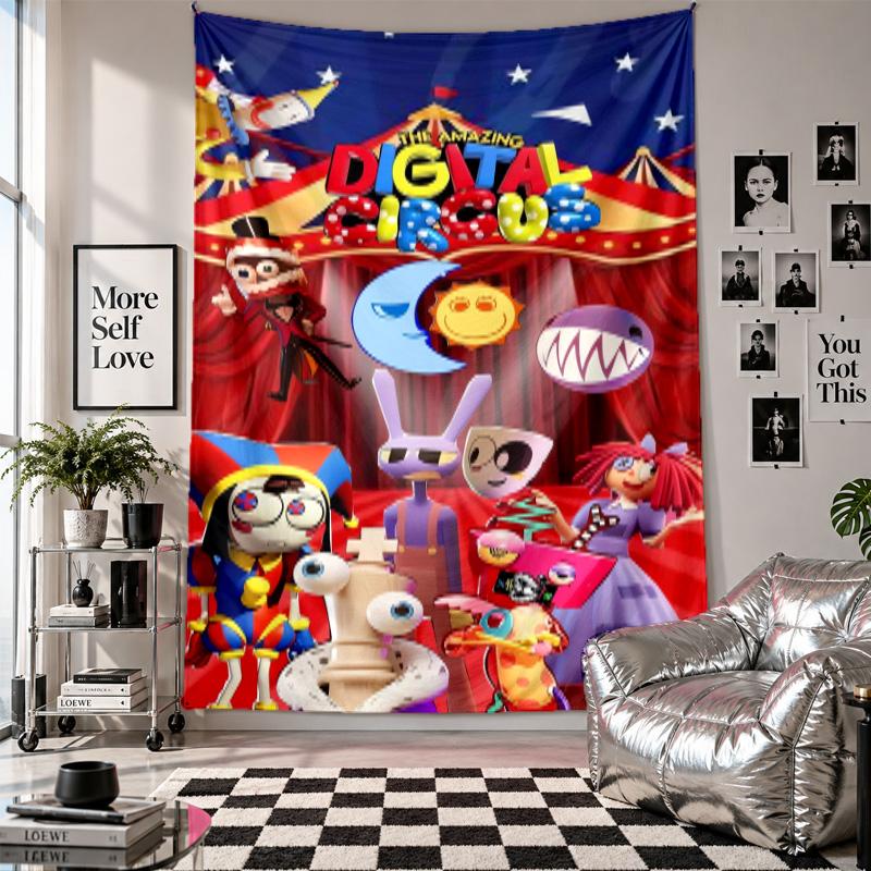 Wall TapestryThe Amazing Digital Circus Art Hanging Cloth Decorative Background Cover for Room Decoration