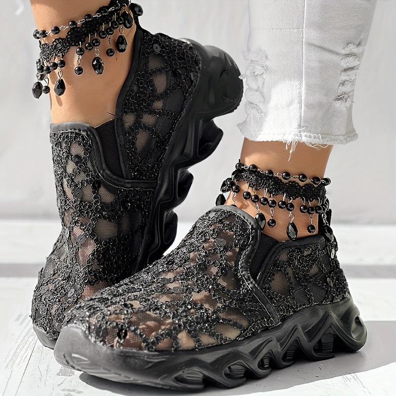 Fashion Women Muffin Sneakers Sequin Slip On Casual Shoes for Women Round Toe Bling Bling Shoes Low Heel Sequin Slip On Sneakers Women