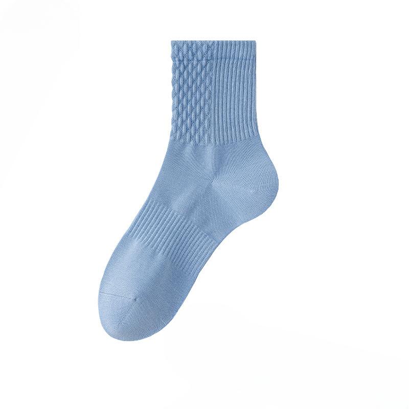 Female Autumn and Winter Draw Waist Pure Color Sports Breathable Sweat Absorbent Boneless Cotton Socks