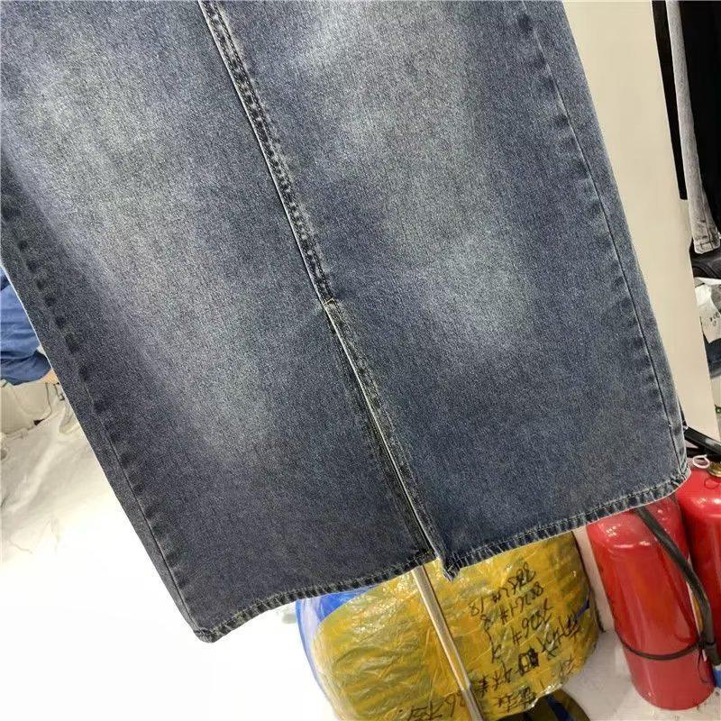 Women's High Waist Denim A-Line Skirt - Slim Fit, Slit Design, Autumn/Winter 2022 Collection