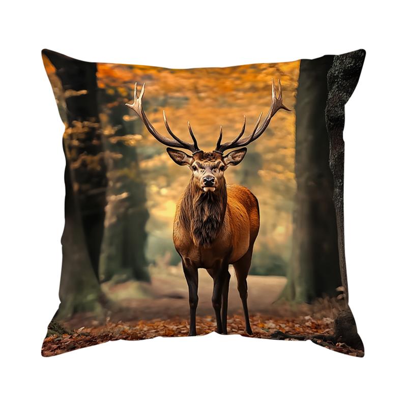 Cuscini Cervo di Foresta Federa Stampata Poliestere 45x45cm Copricuscino Decorativo per Divano Federa per Cuscino Decorazione Casa