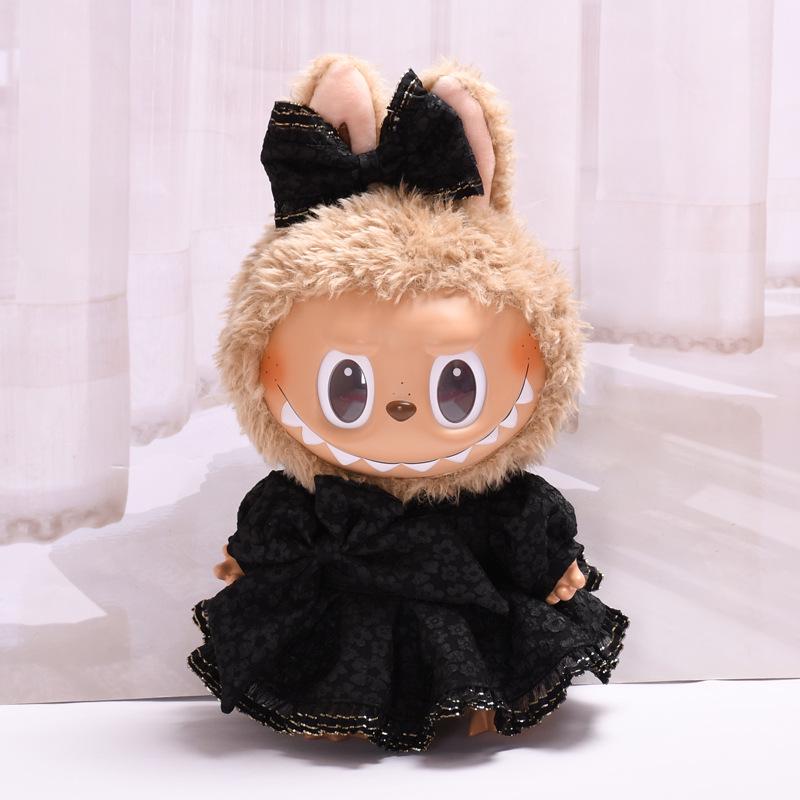 38cm Labubu Plush Doll Casual Outfit Set with Hat (Clothes Only)